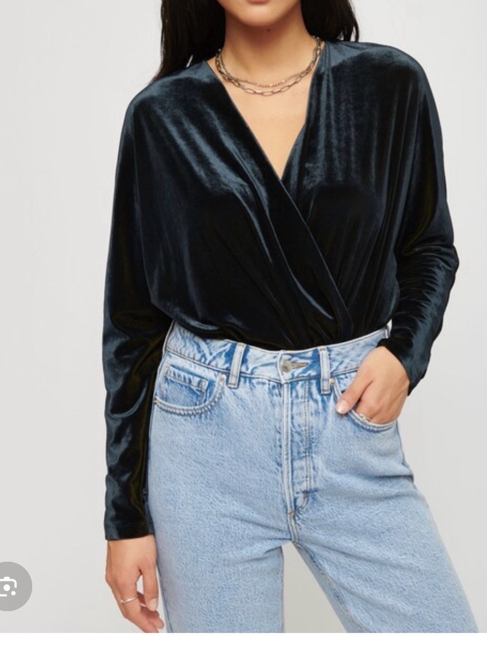Velvet Black Long-Sleeve Bodysuit